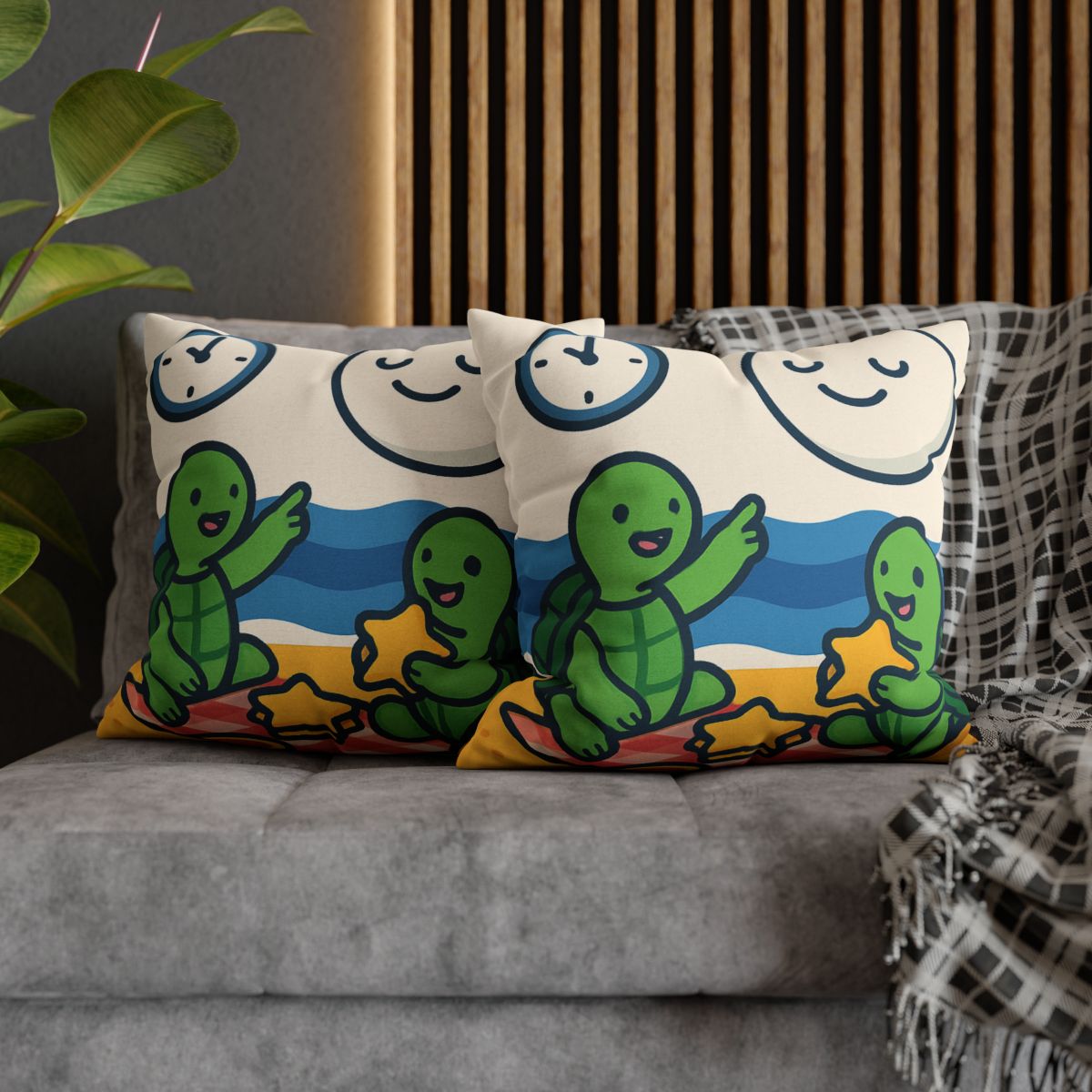 Moon Turtles Tide Time Picnic personalized pillow covers