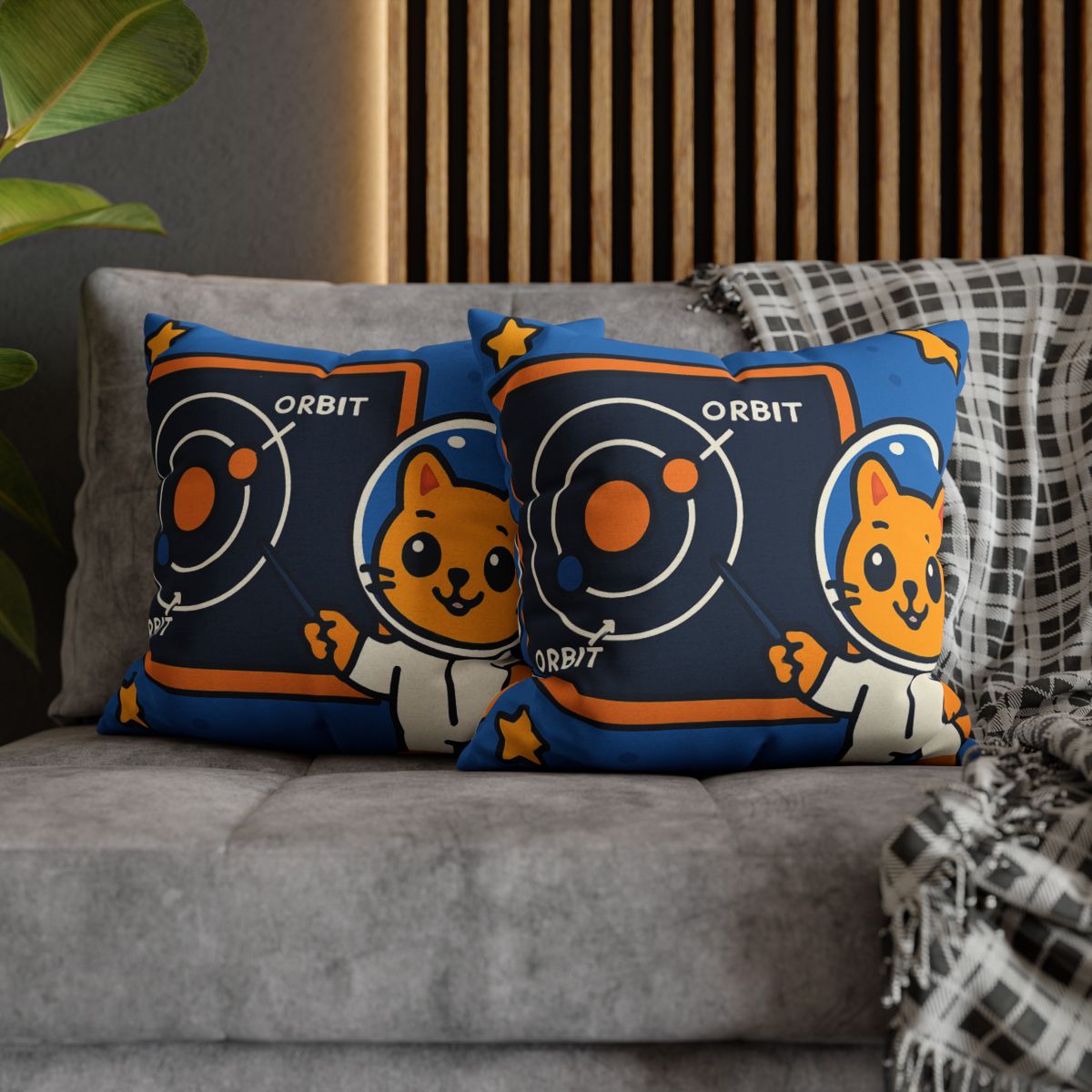 Comet Classroom Cat And The Orbit Chalkboard stylish decorative pillowcases