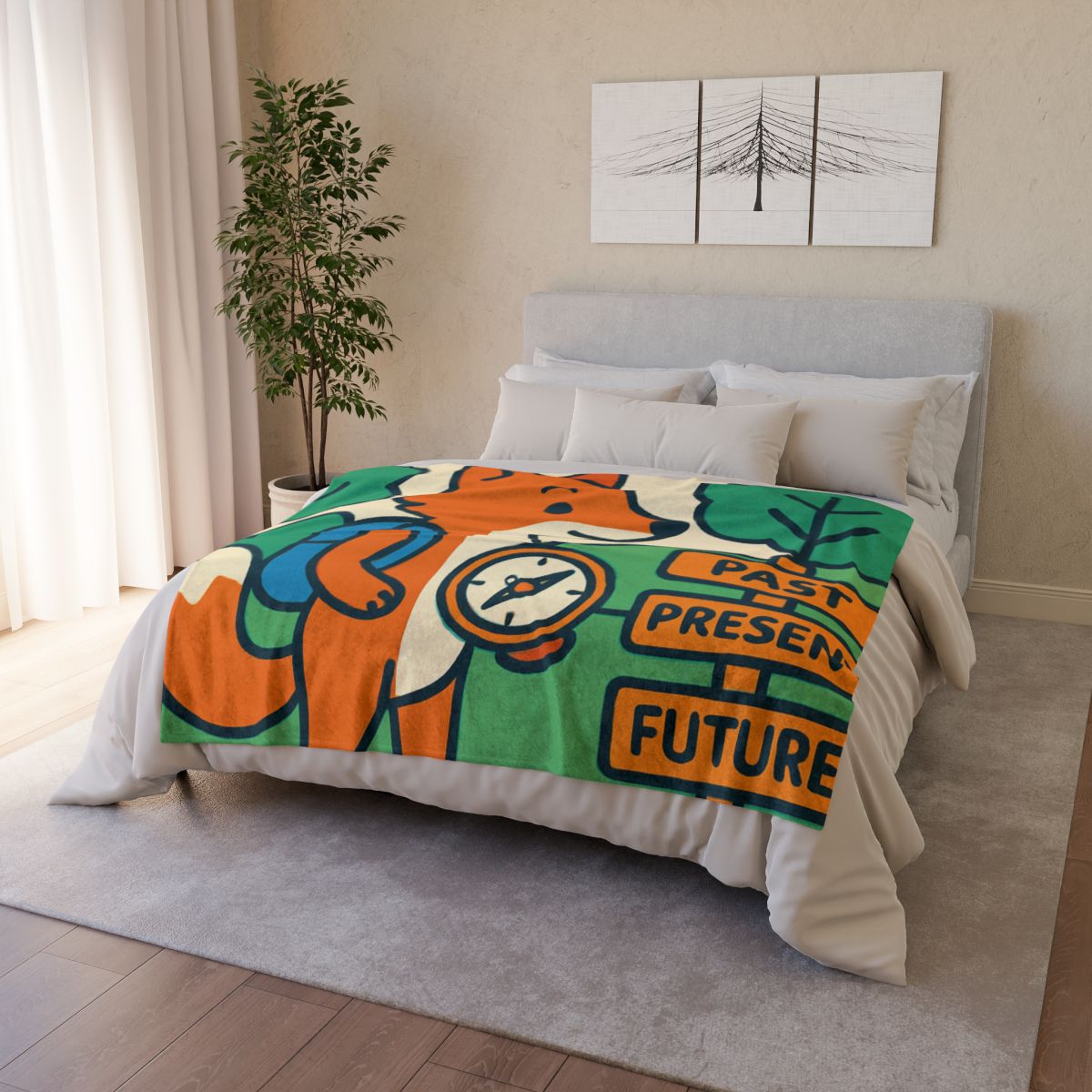 Time Traveling Forest Fox decorative home blankets