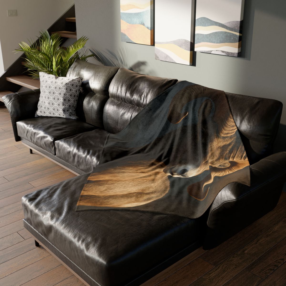 Canyon Shadow Bighorn Sheep trendy patterned blankets