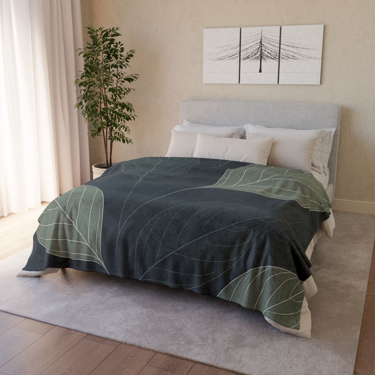 Leaf Vein Circuit Filigree designer printed blankets