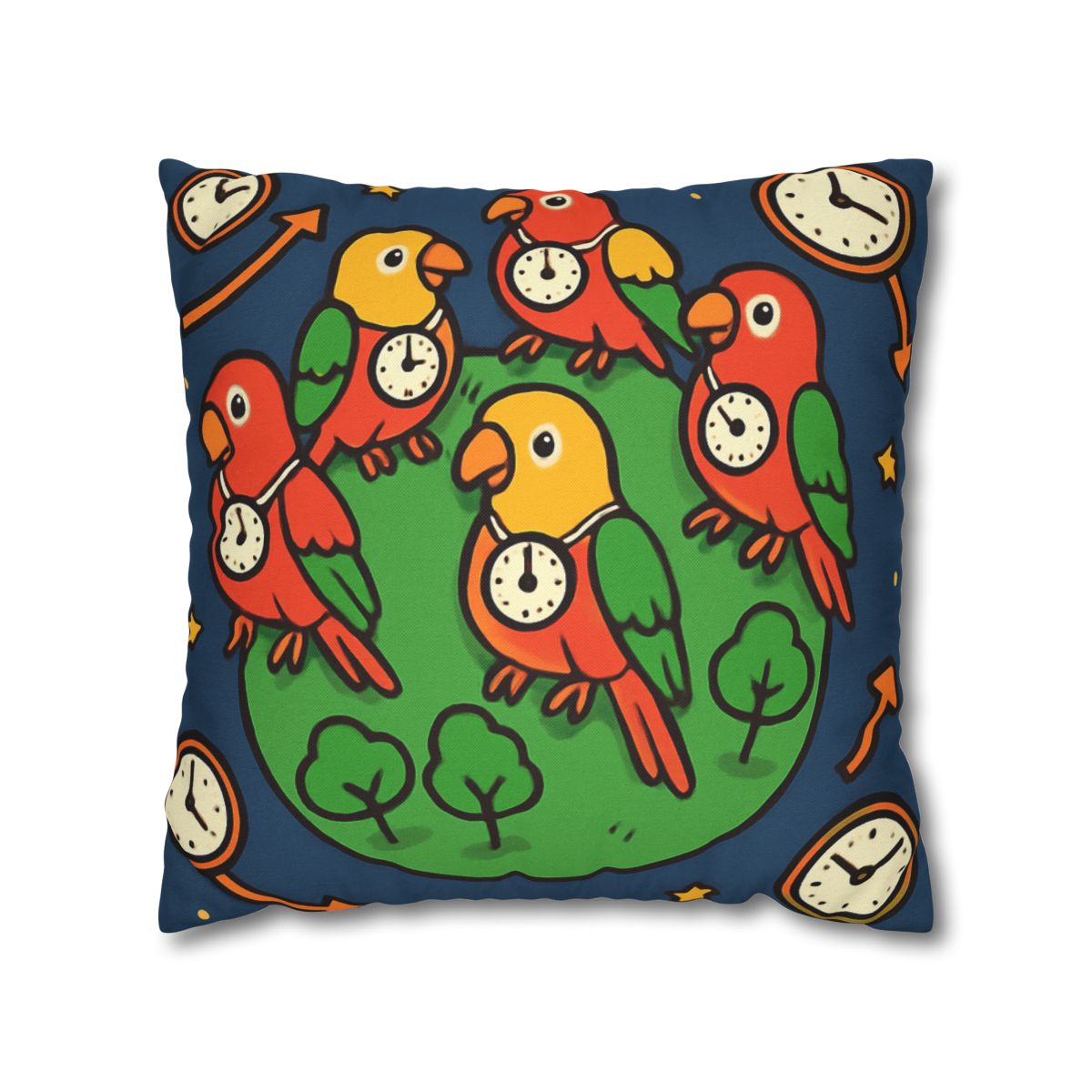 Time Traveling Parrot Planet designer print pillow cases
