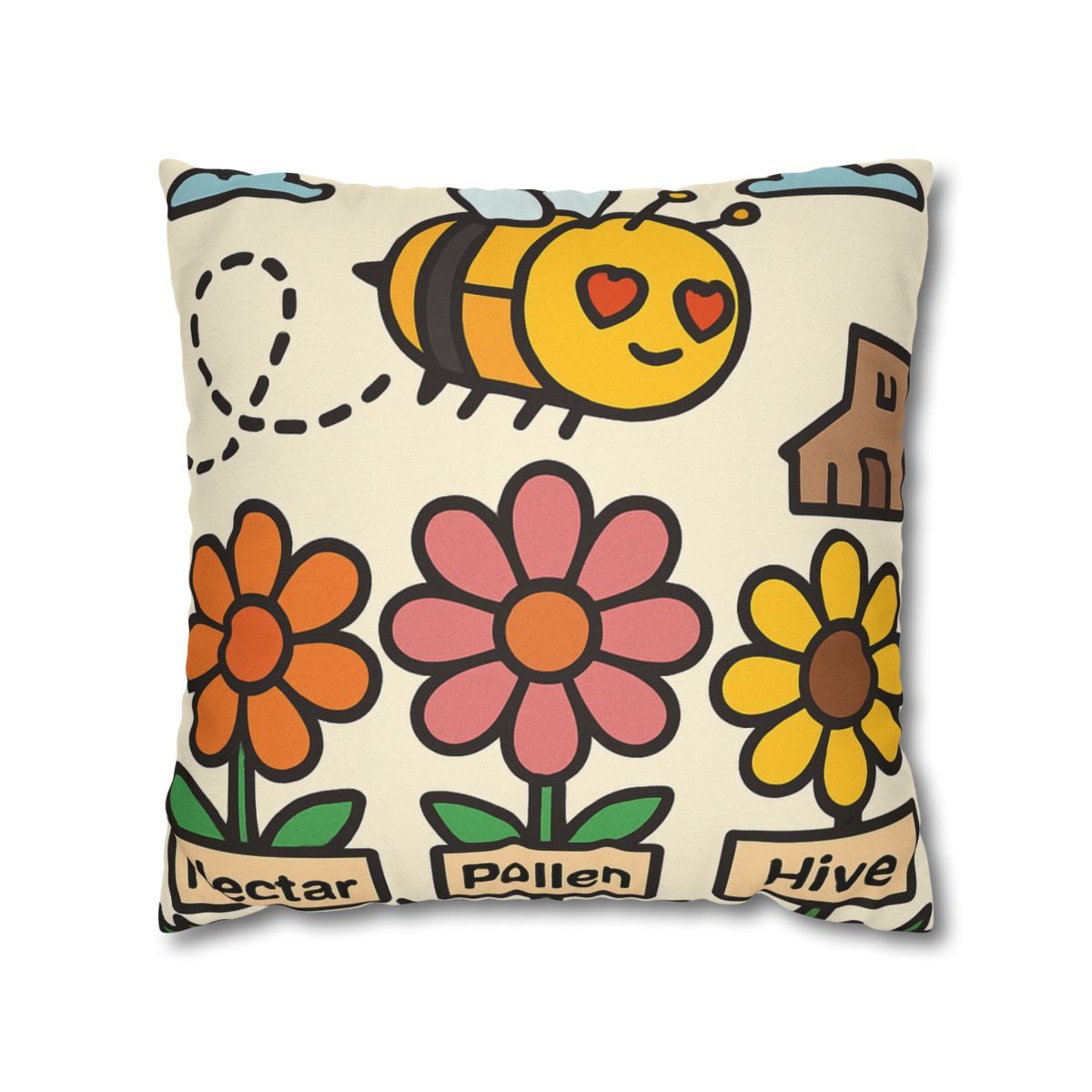 Robot Bee Pollination Map trendy patterned pillow cases