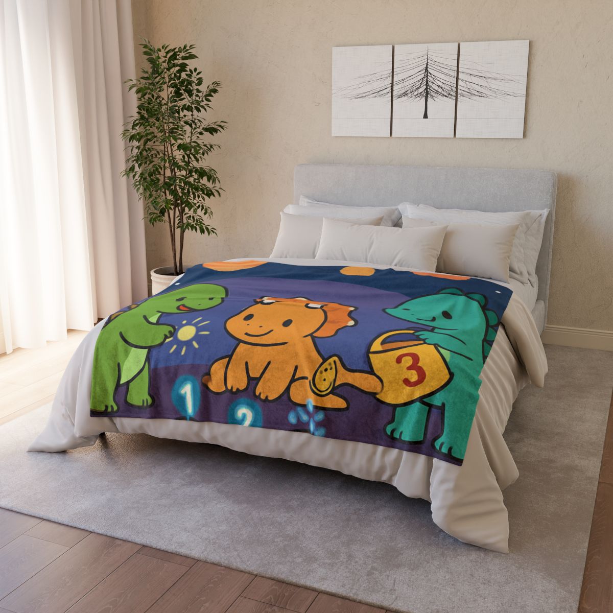 Galaxy Garden Dinosaurs designer printed blankets