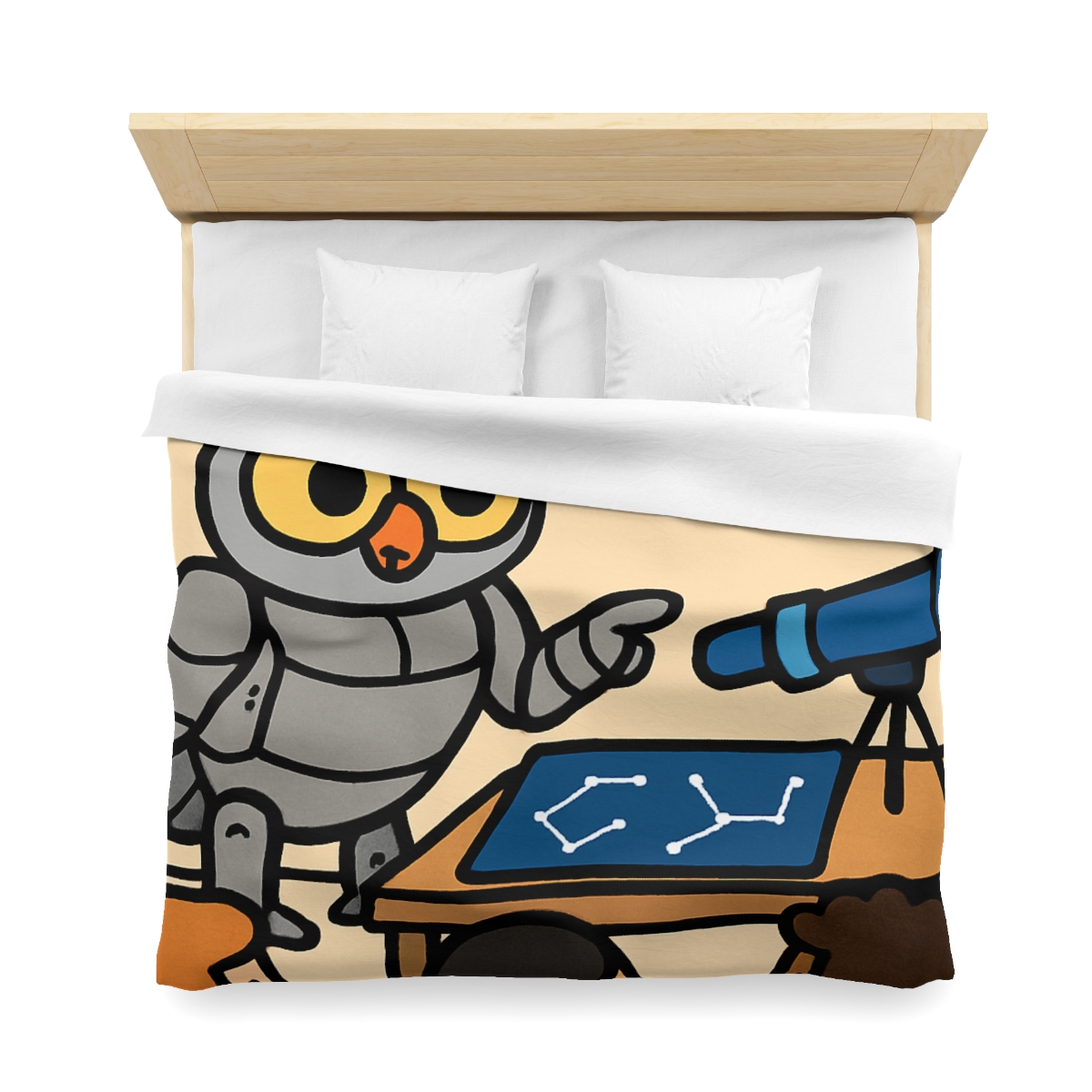 Robot Owl Telescope Workshop custom duvets