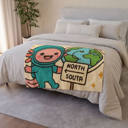 Luna The Axolotl Astronaut And The Bubble Planet Map stylish throw blankets