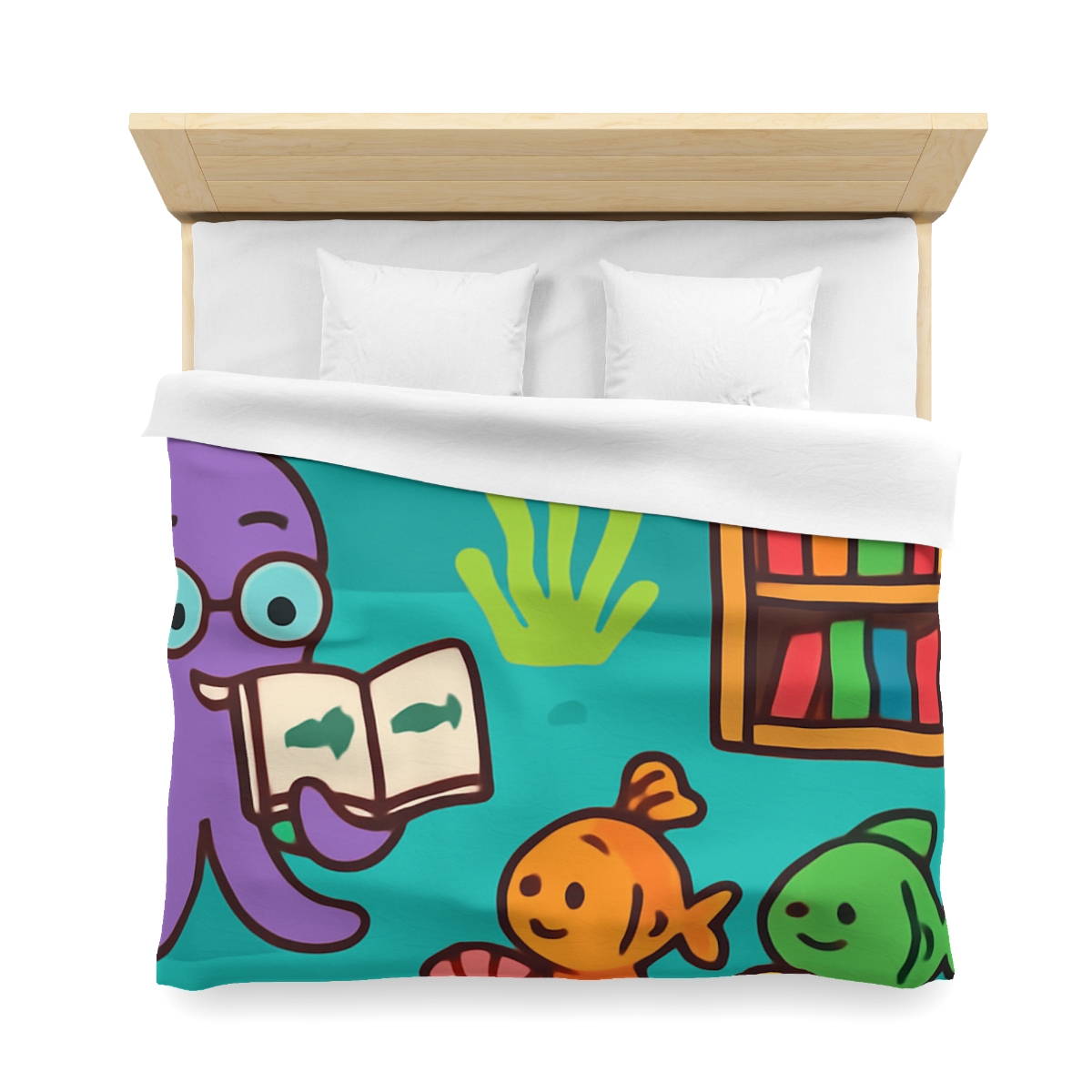 Coral Reef Library With The Octopus Librarian soft comforter duvets