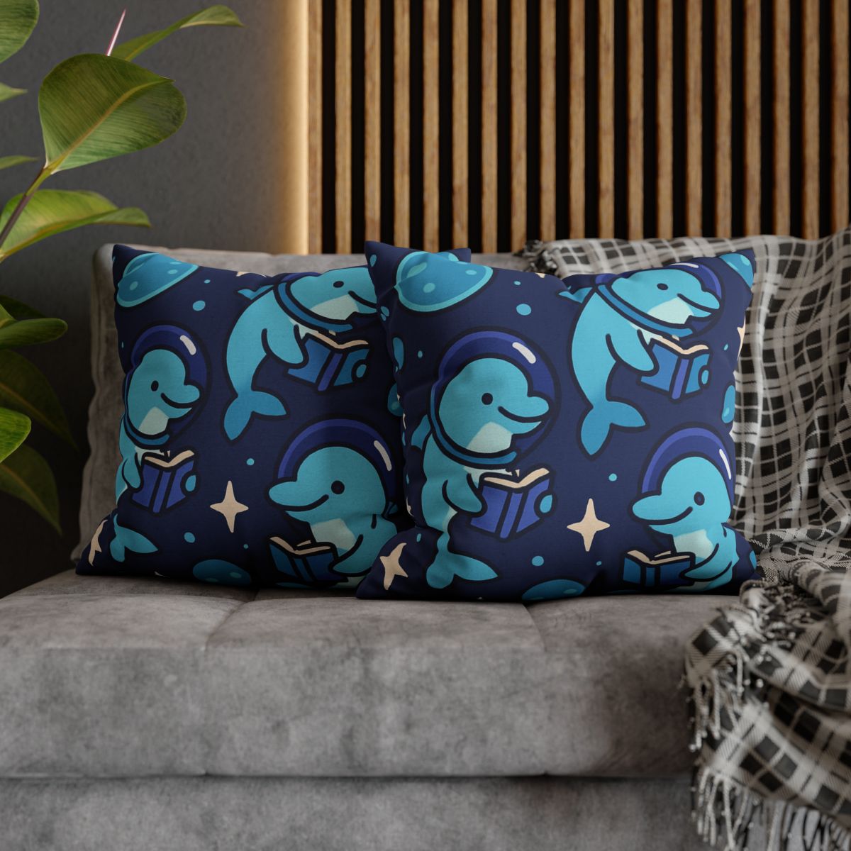 Space School Of Curious Dolphins comfortable bedding pillow covers