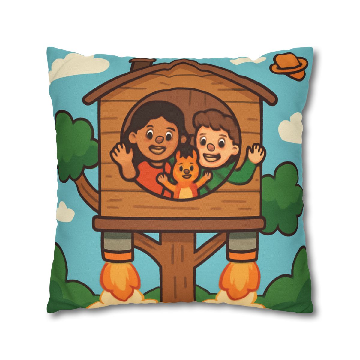 Rocket Powered Treehouse Forest stylish decorative pillowcases