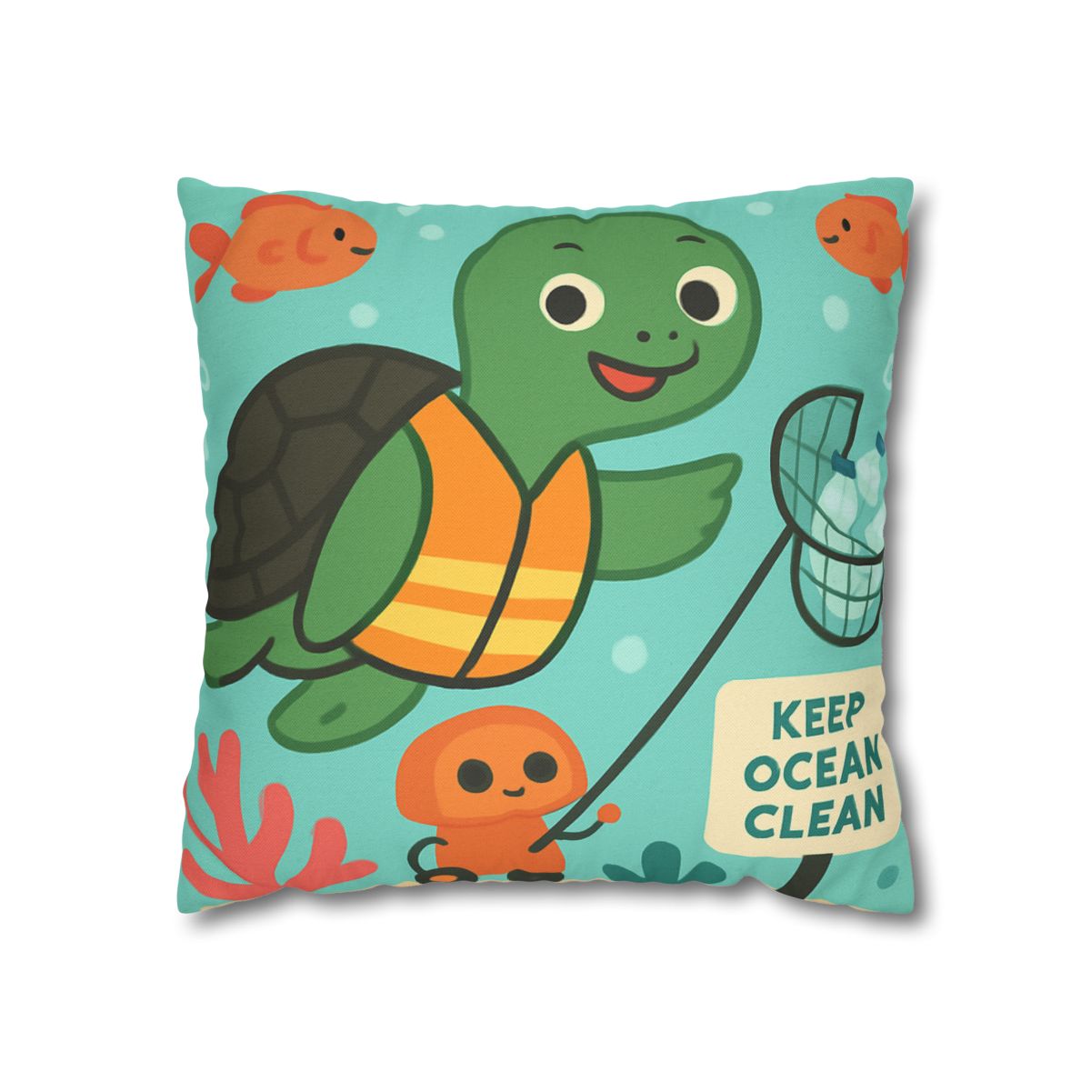 Coral Cleanup Turtle Patrol soft cotton pillow cases