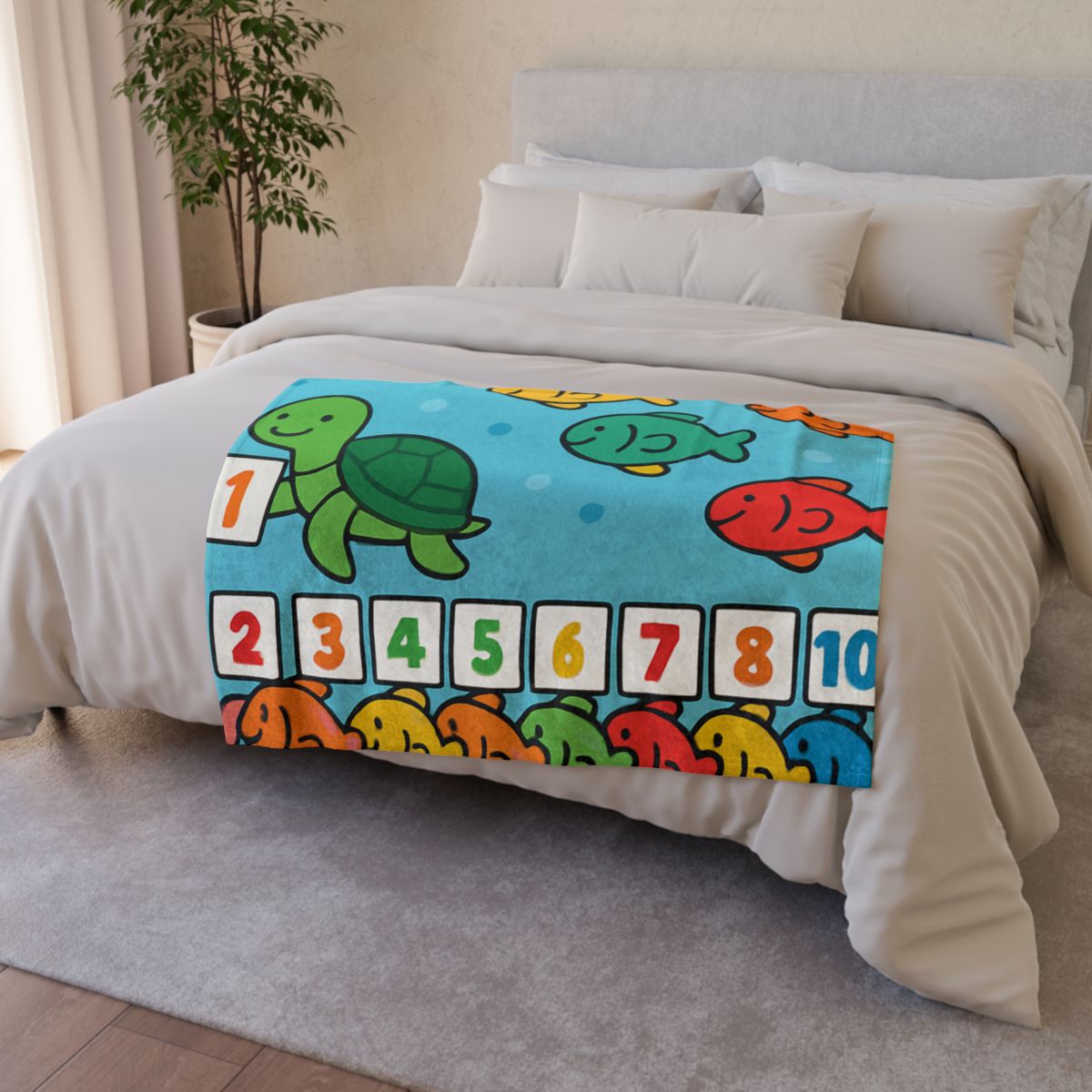 Coral Reef Number Parade personalized cozy blankets