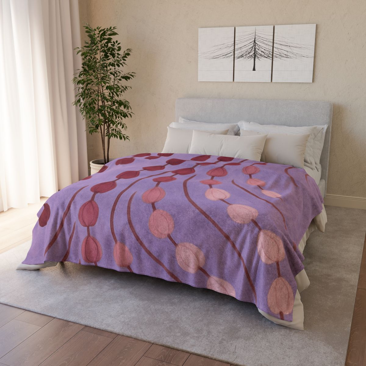 Spiral Bud Cascade designer printed blankets