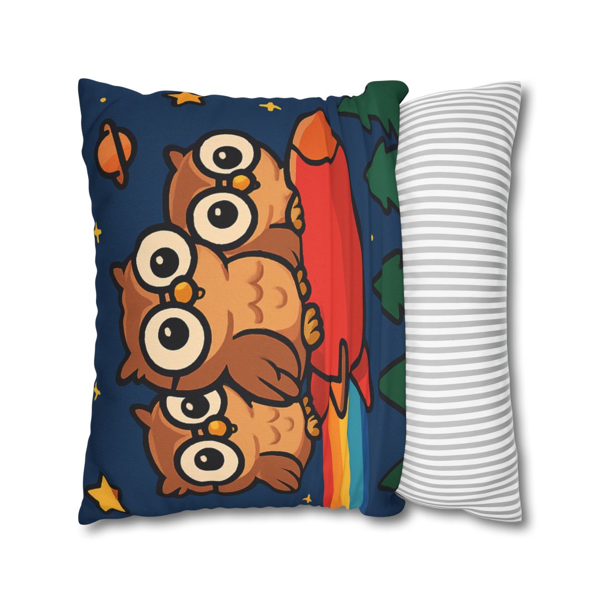 Rocket Riding Forest Owls designer print pillow cases