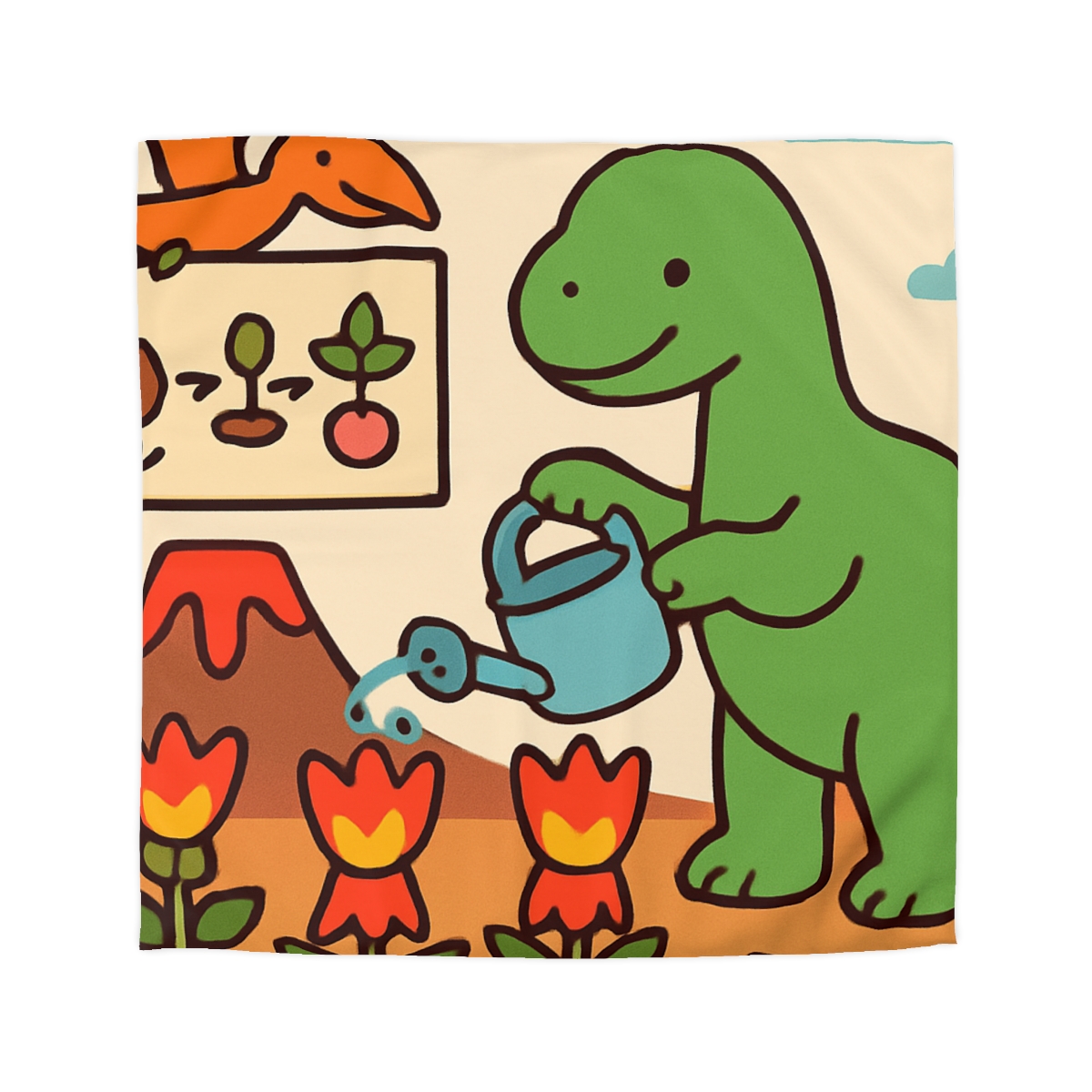 Volcano Garden Of Friendly Dinosaurs personalized bedding duvets