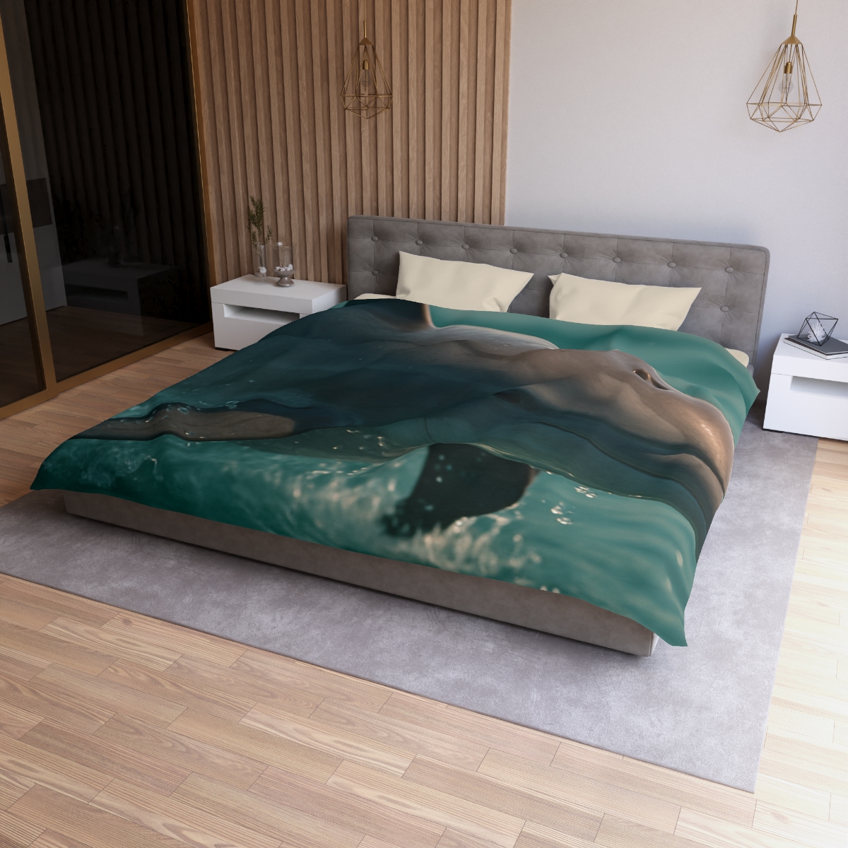 Silver Glide Bottlenose Dolphin personalized bedding duvets