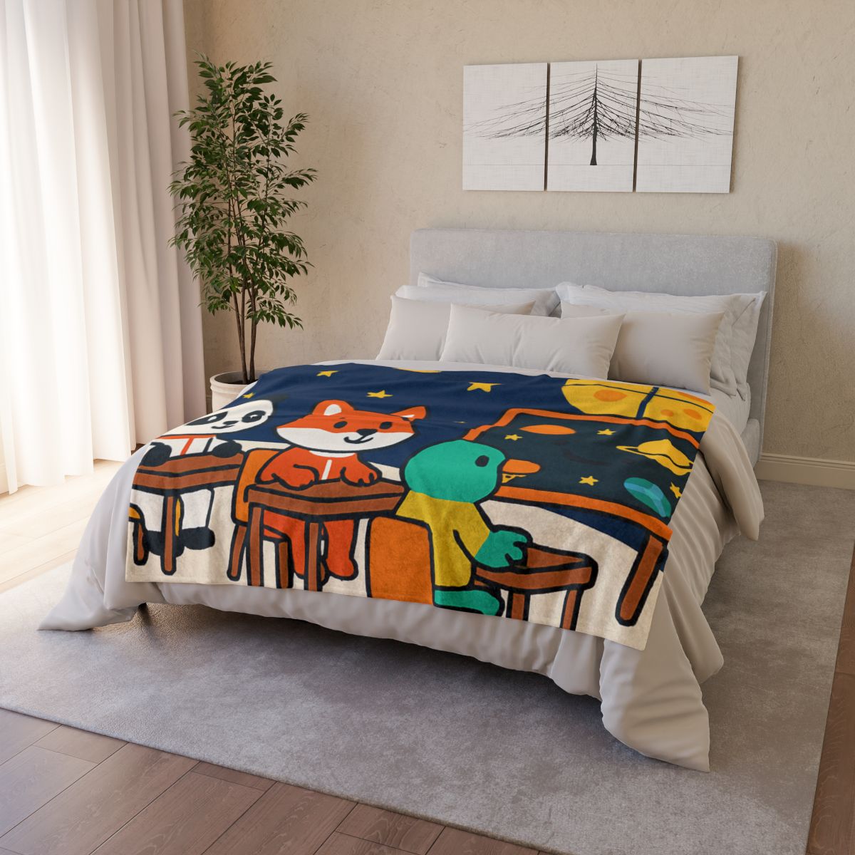Space School For Curious Critters decorative home blankets
