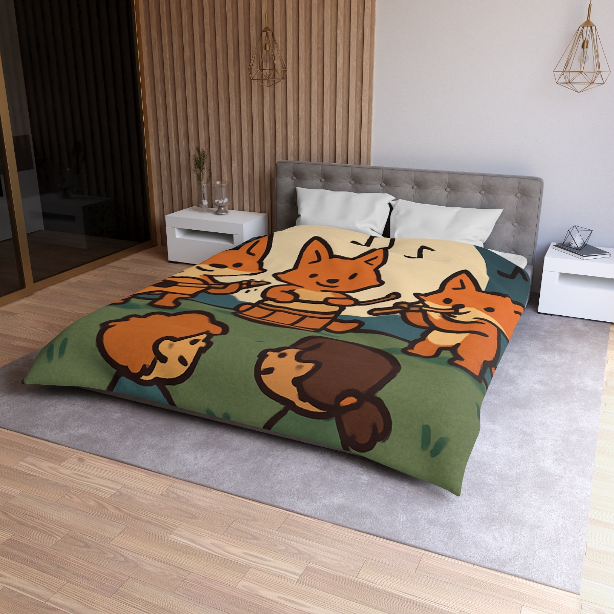 Moonlight Music Fox Band designer printed duvets