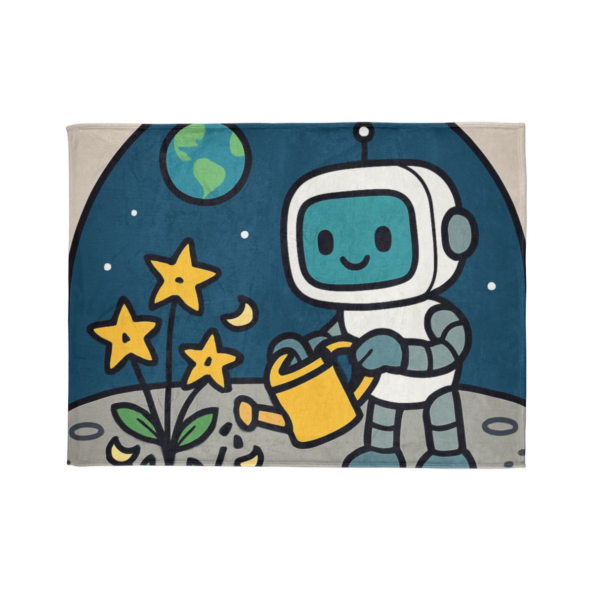 Moon Garden Robot And Space Sprouts custom blankets