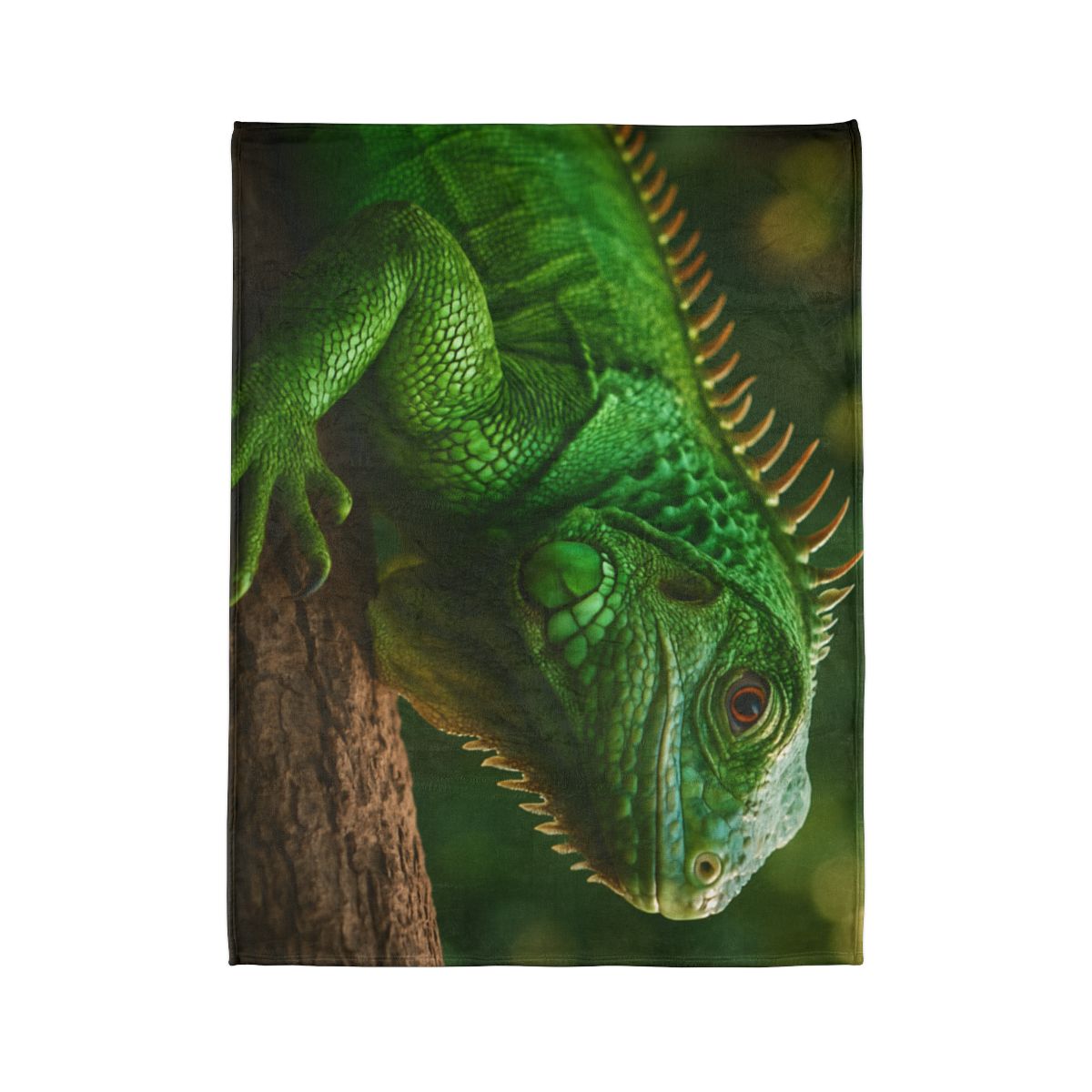 Emerald Gaze Green Iguana personalized cozy blankets