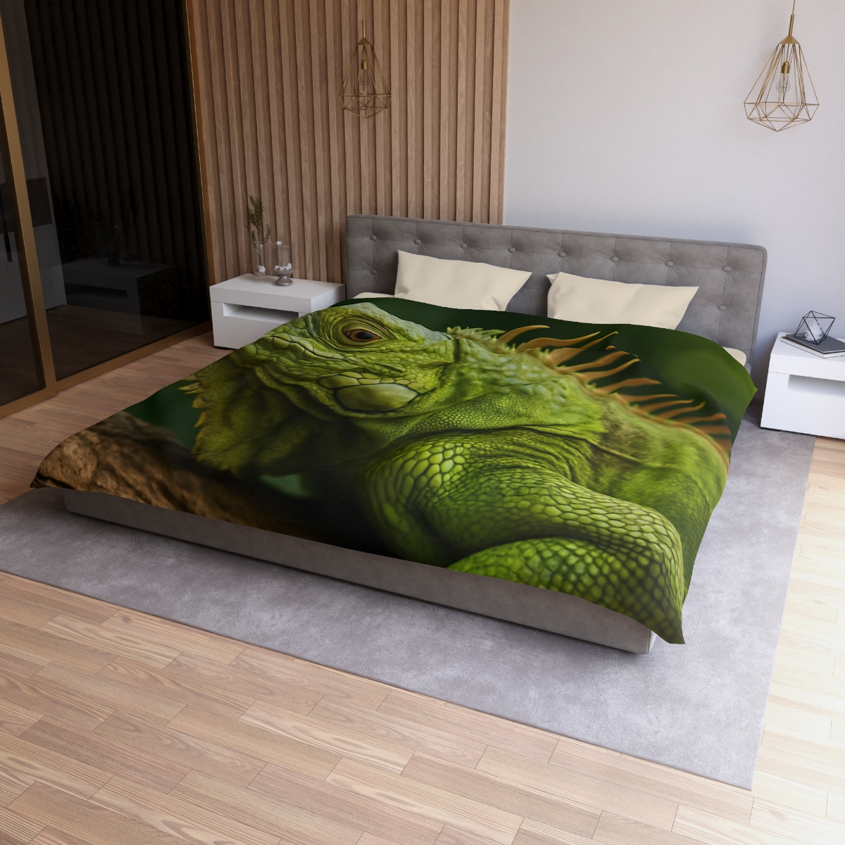 Verdant Gaze Green Iguana personalized bedding duvets