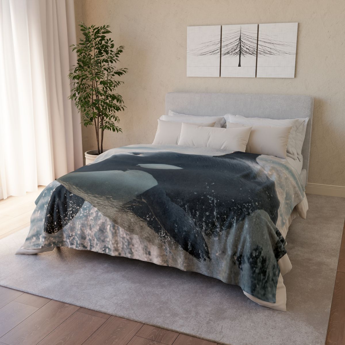 Tidal Monarch Orca personalized cozy blankets