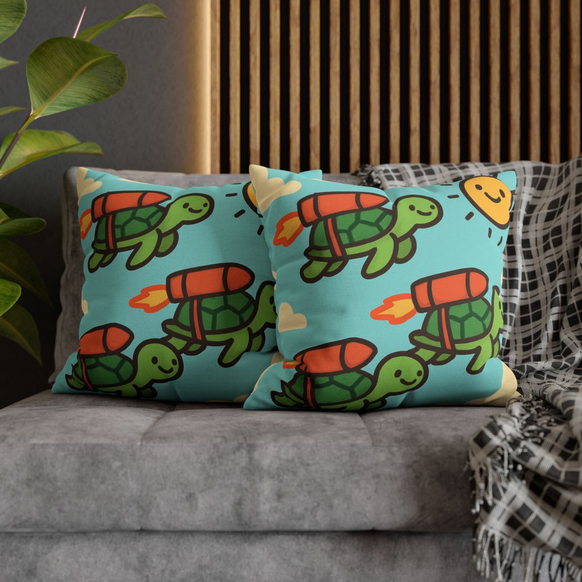 Rocket Powered Turtles comfortable bedding pillow covers