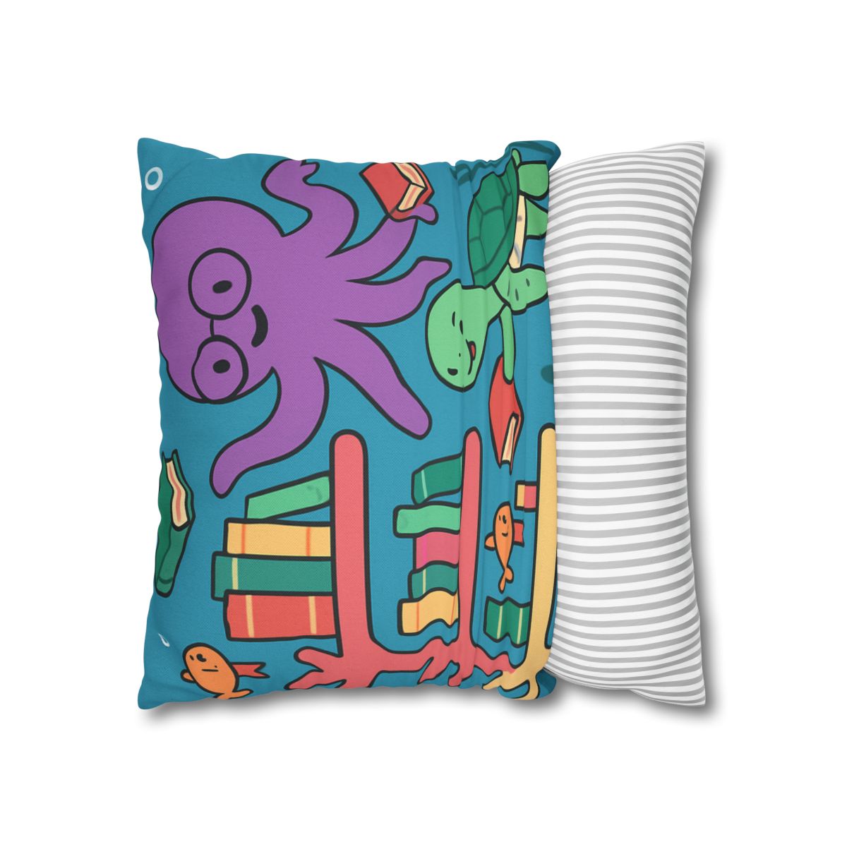 Coral Library And The Octopus Librarian stylish decorative pillowcases