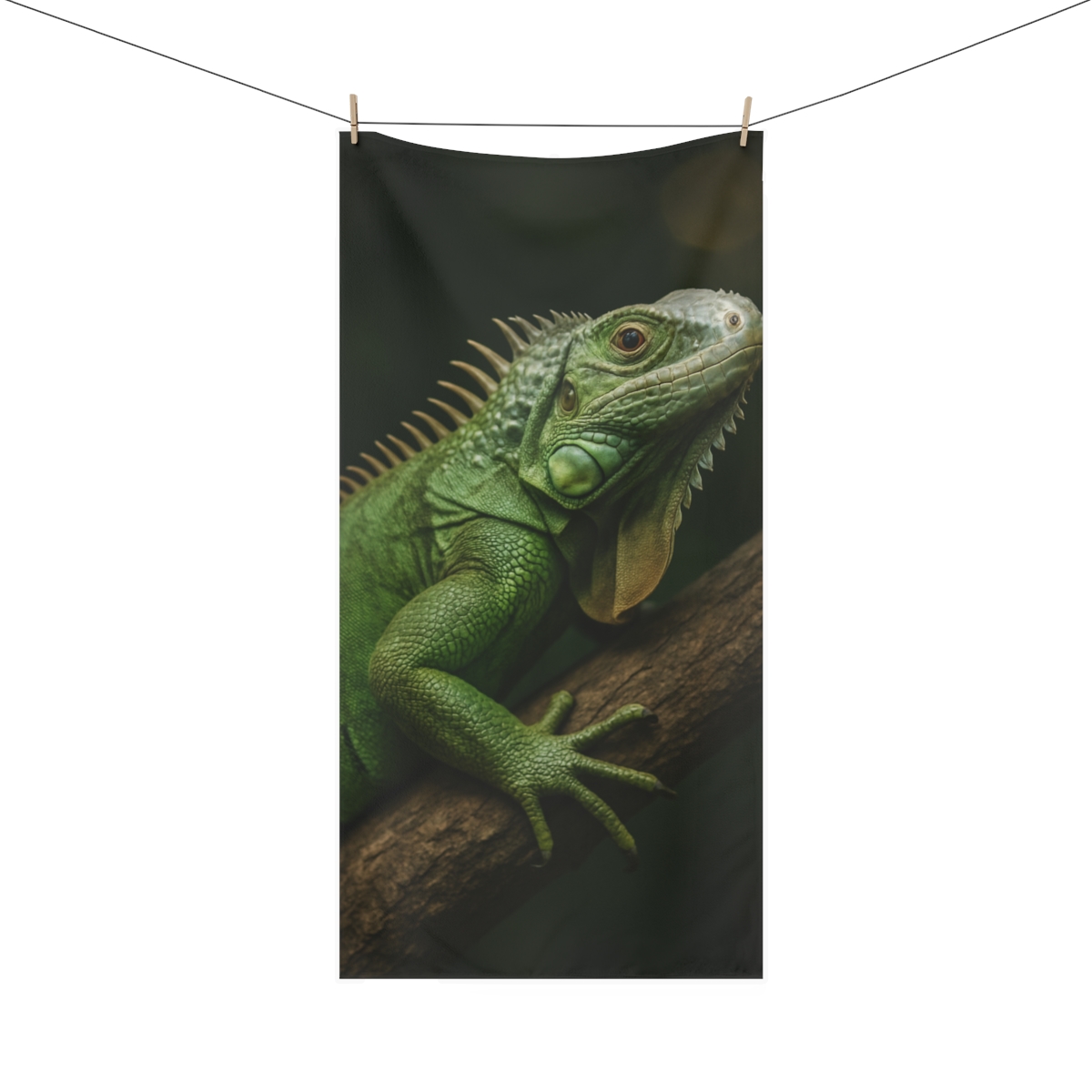 Emerald Stillness Green Iguana stylish beach towels