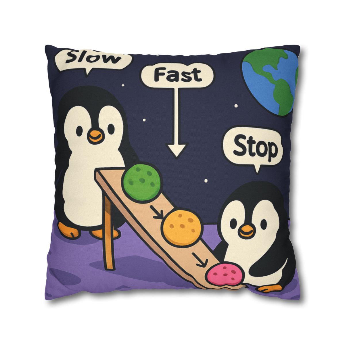 Moonlight Penguin Ice Cream Physics personalized pillow covers