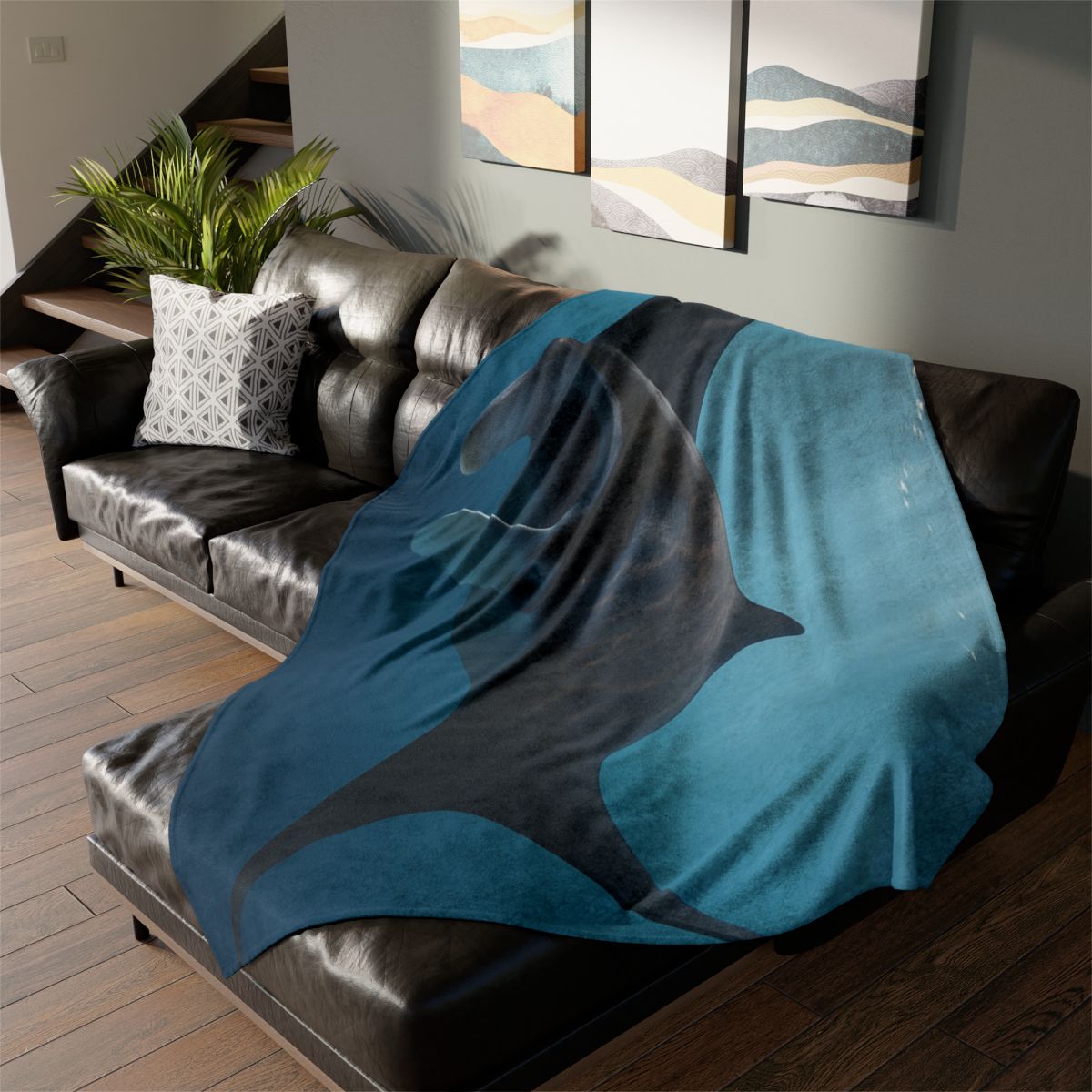 Sunlit Drift Manta Ray stylish throw blankets
