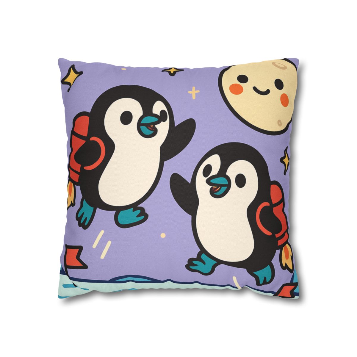 Rocket Penguin Explorers soft cotton pillow cases