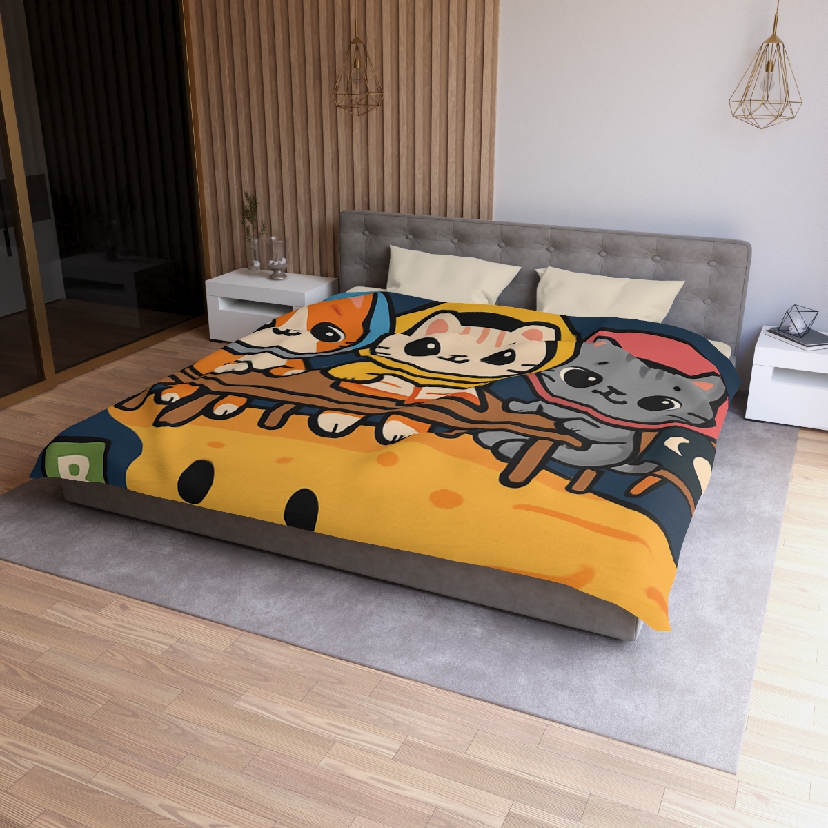 Comet Classroom With Curious Kittens custom duvets