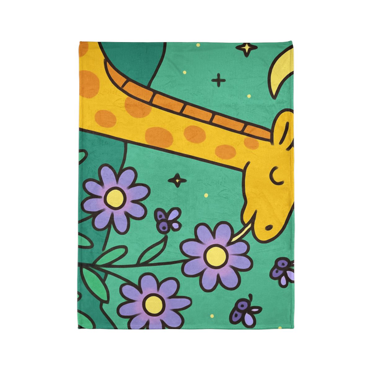 Galactic Garden Giraffe soft fleece blankets