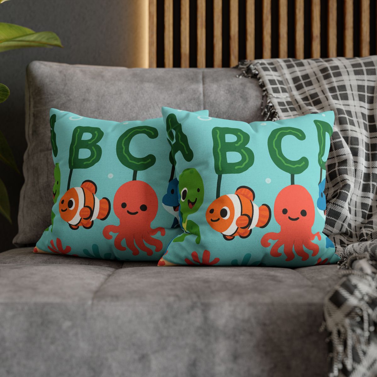 Coral Reef Alphabet Parade soft cotton pillow cases