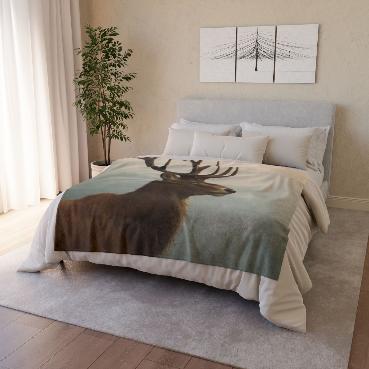 Morning Mist Red Deer Stag stylish throw blankets