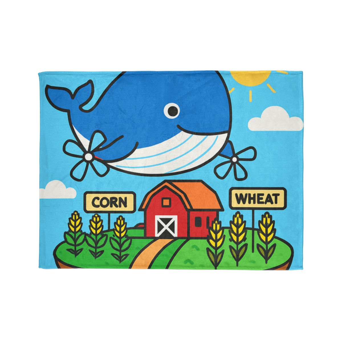 Windmill Whale Above The Floating Farm decorative home blankets