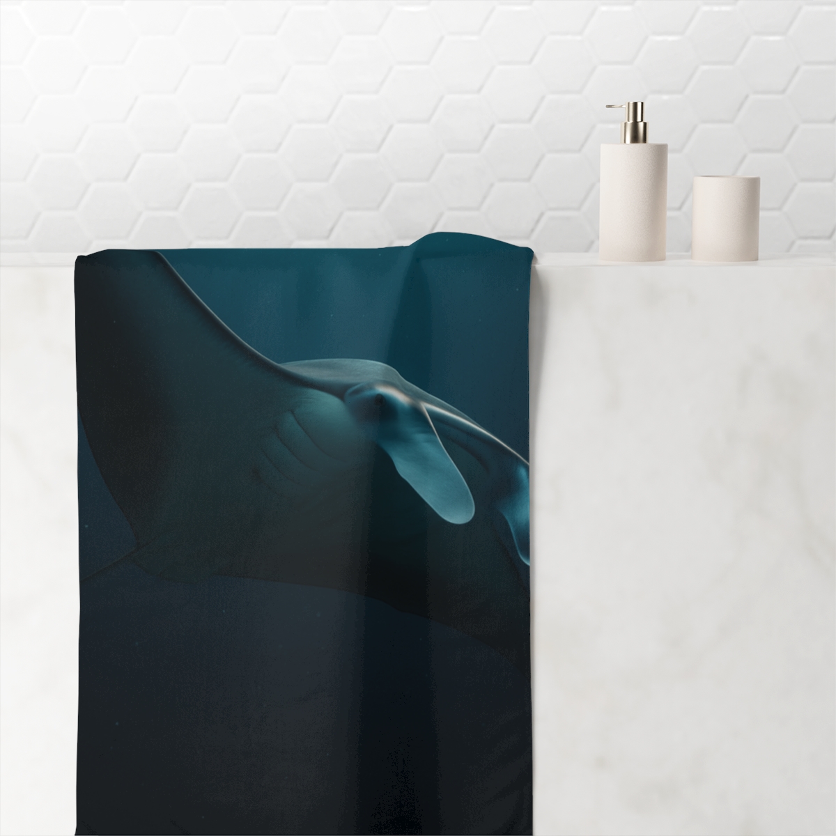 Starlit Drift Manta Ray comfortable face towels