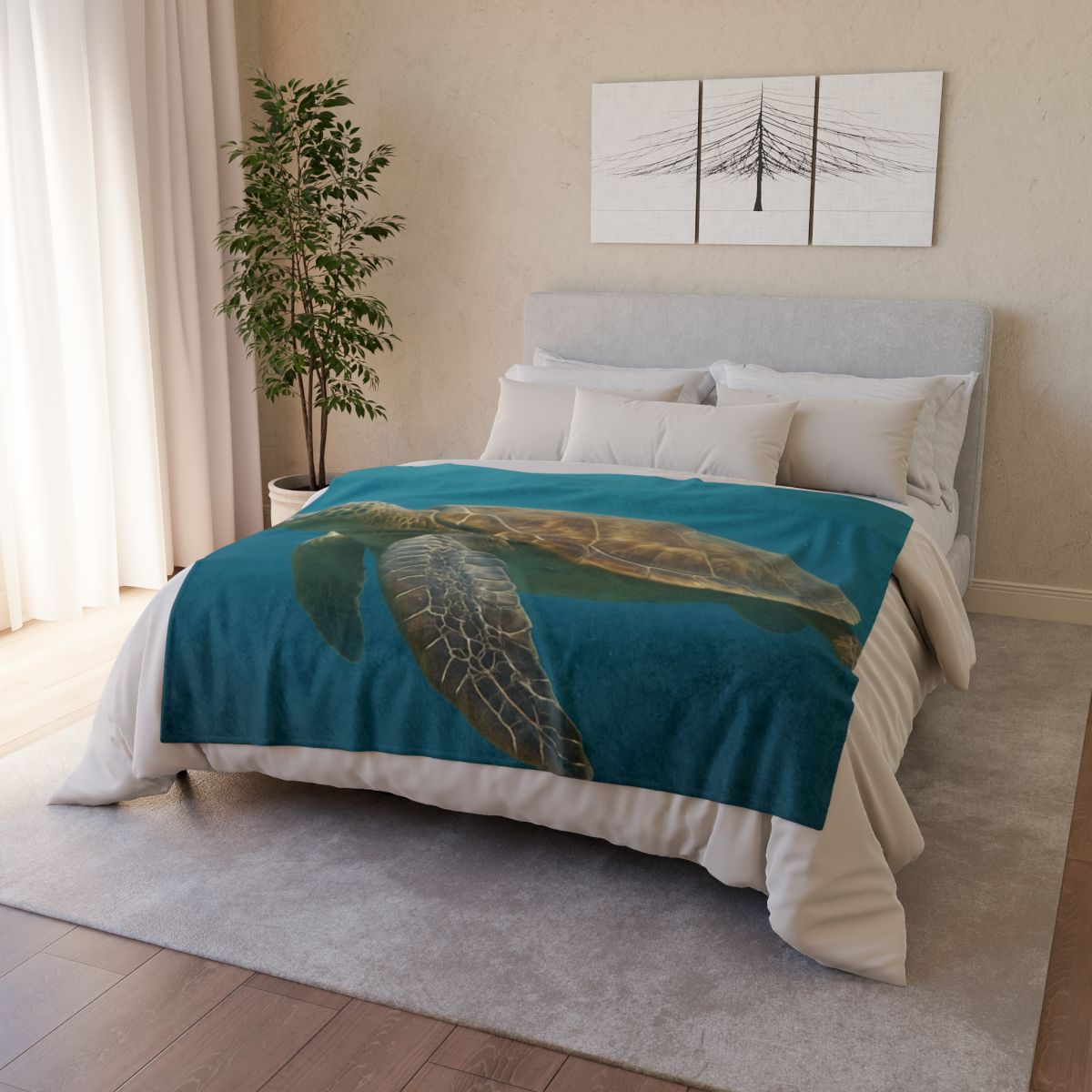 Emerald Drift Green Sea Turtle unique gift blankets