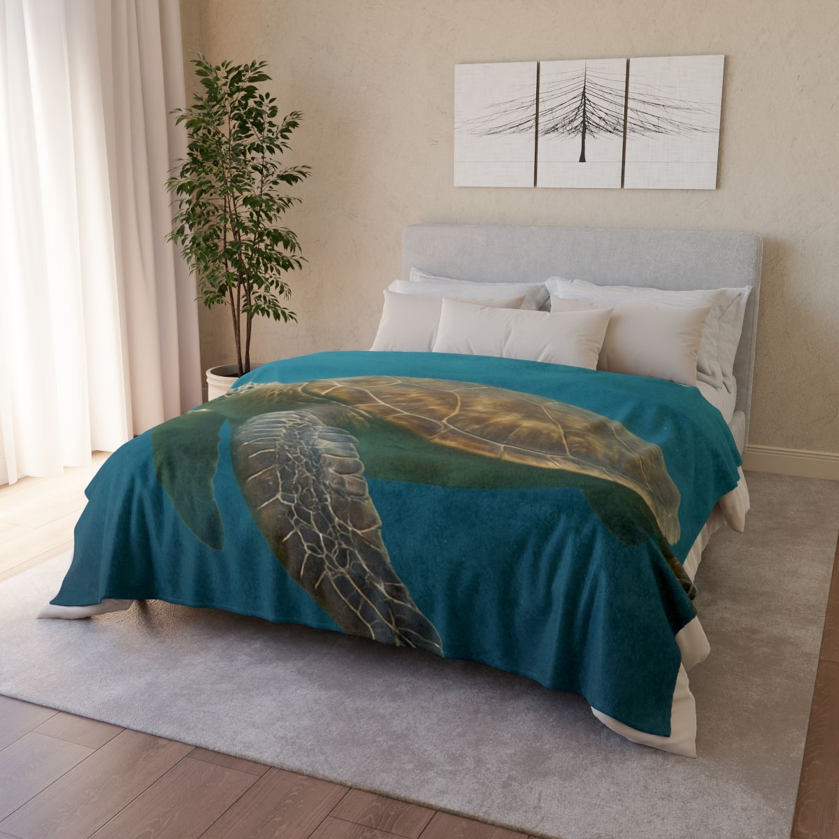 Emerald Drift Green Sea Turtle unique gift blankets