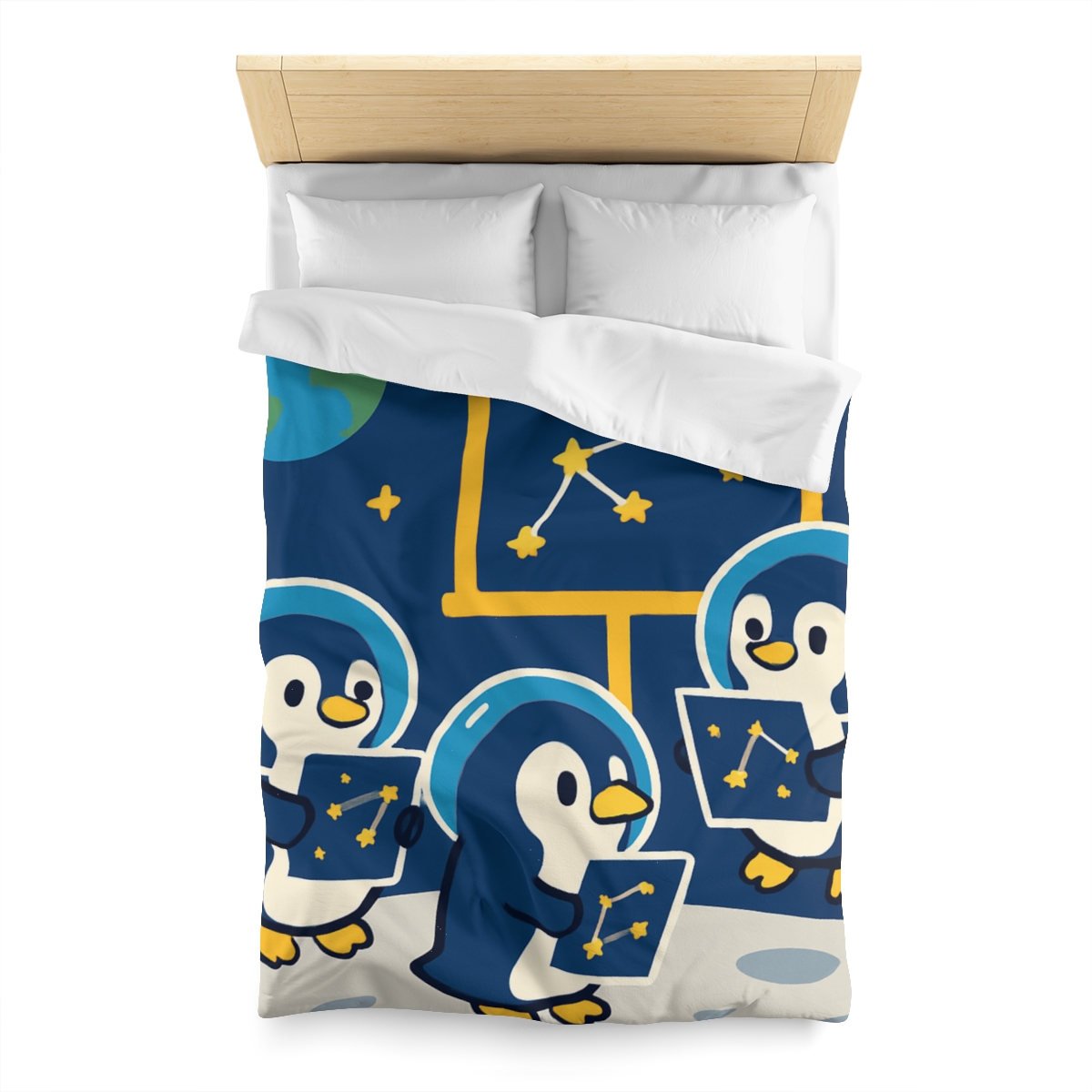 Space School For Curious Penguins soft comforter duvets