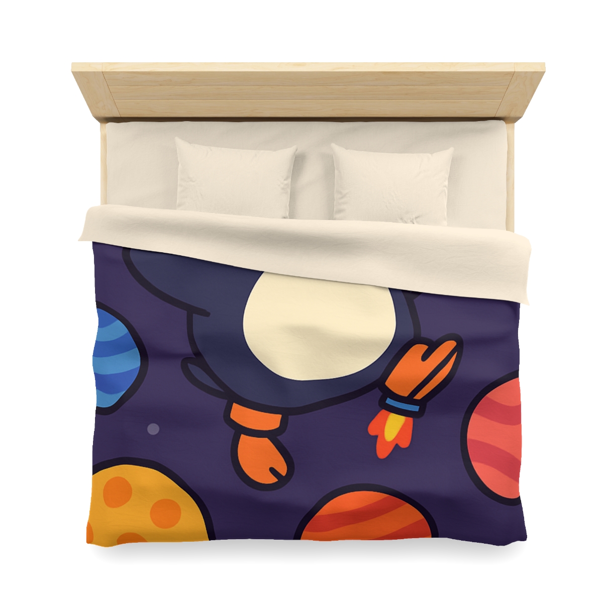 Planet Hopping Penguin Adventure stylish duvet covers
