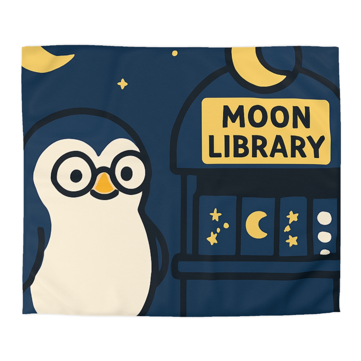 Moonlight Library Run By A Wise Penguin Astronomer stylish duvet covers