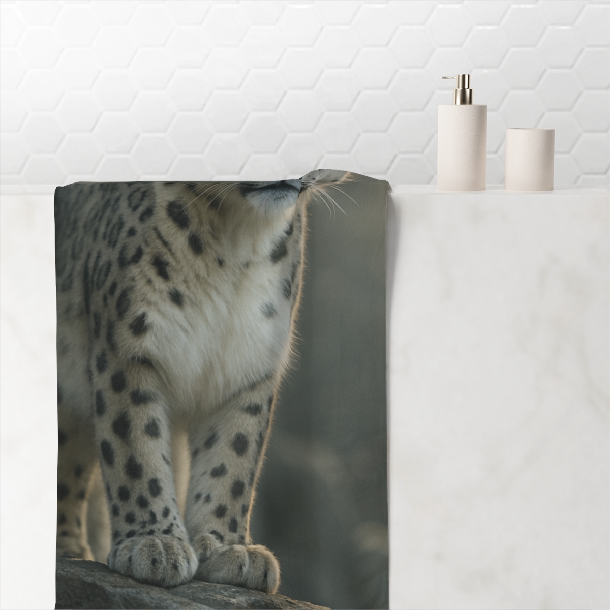 Nebula Hush Snow Leopard decorative home towels