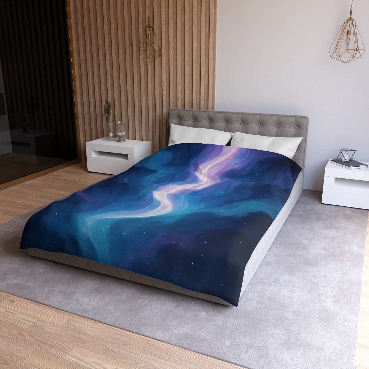 Electro Aurora Nebula Loom designer printed duvets