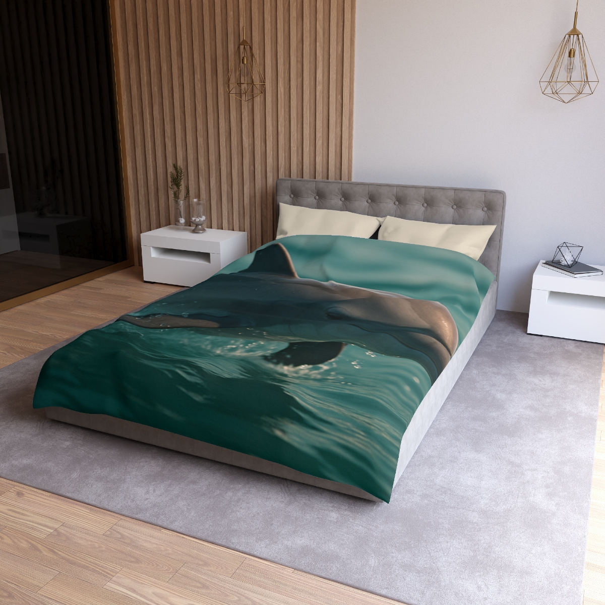 Silver Glide Bottlenose Dolphin personalized bedding duvets
