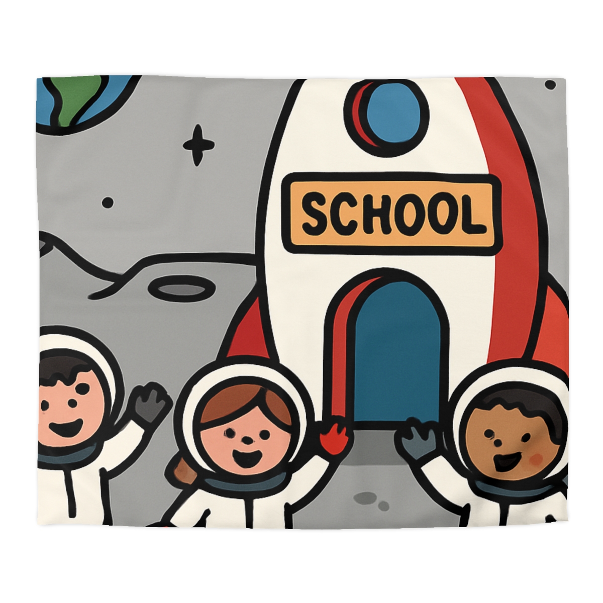 Rocket School On The Moon stylish duvet covers
