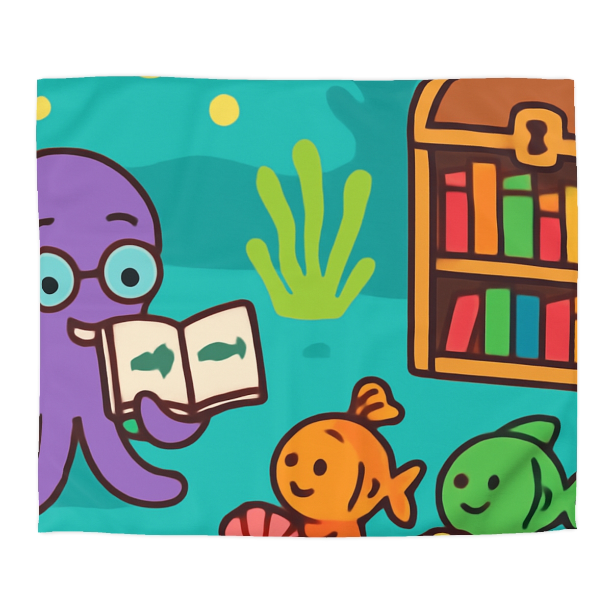 Coral Reef Library With The Octopus Librarian soft comforter duvets