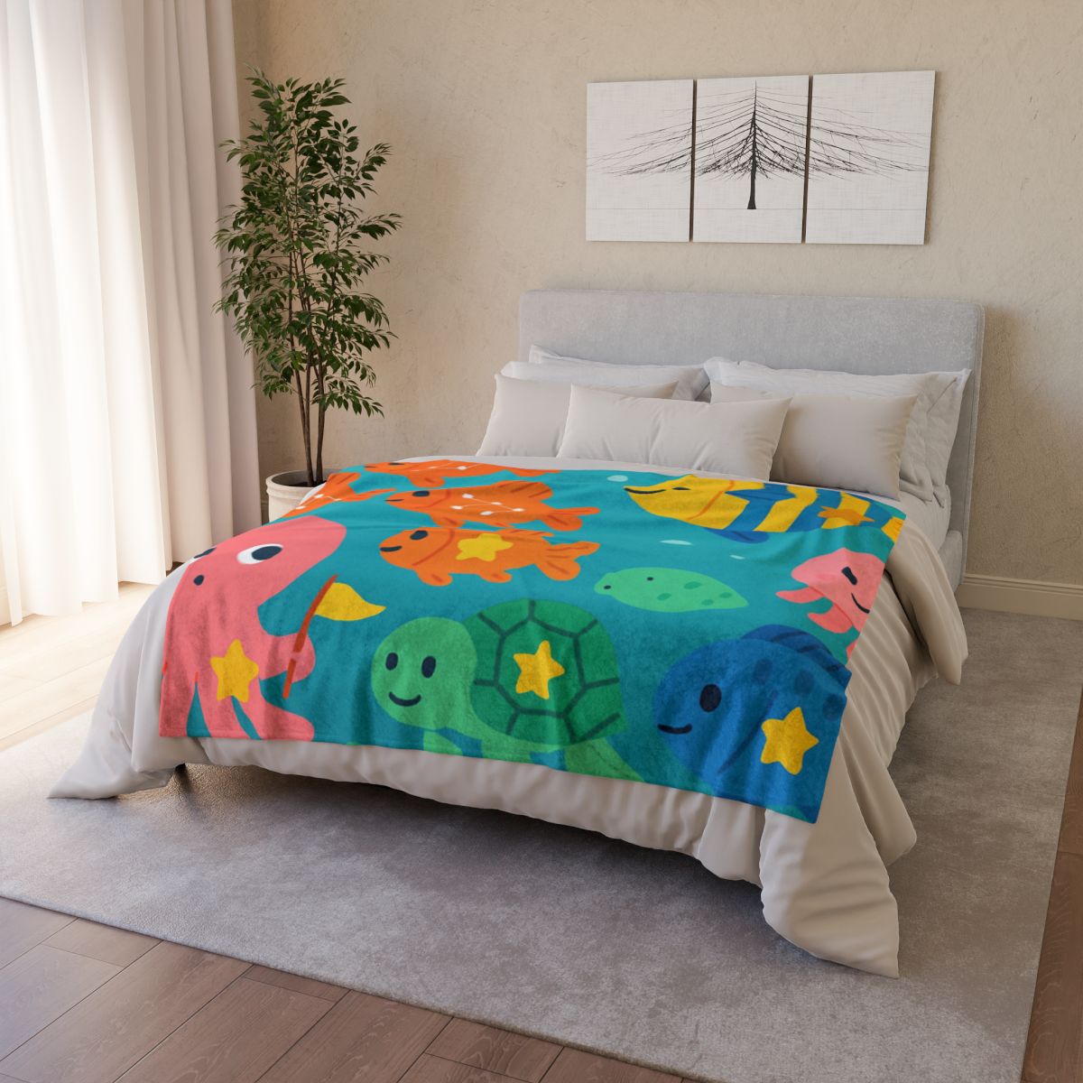 Underwater Galaxy Parade personalized cozy blankets