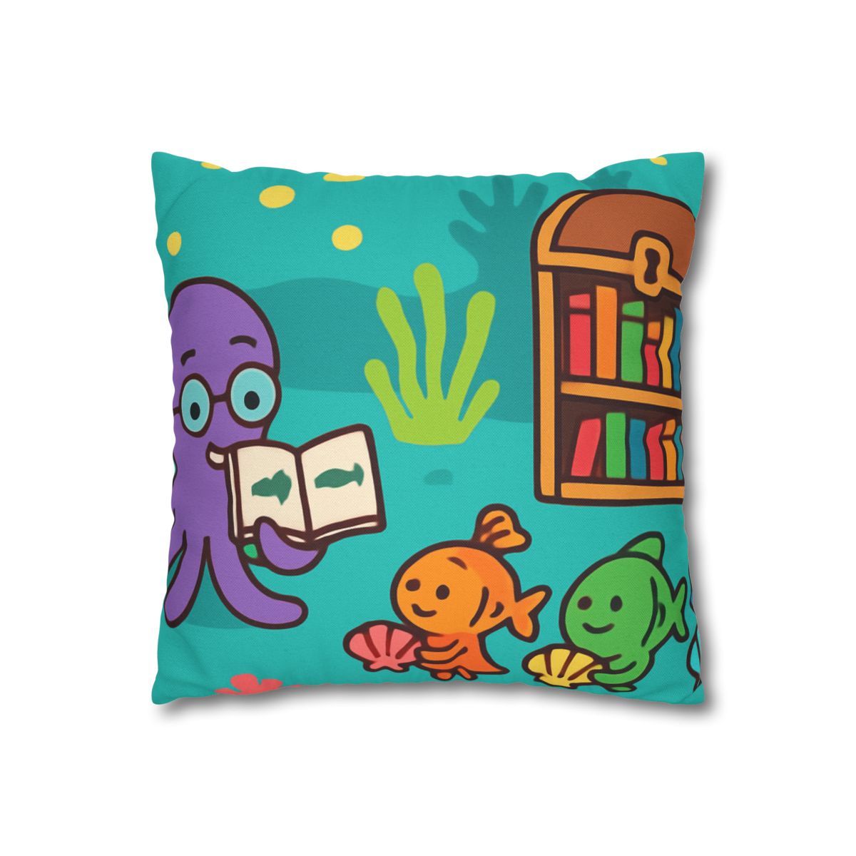 Coral Reef Library With The Octopus Librarian unique gift pillow cases