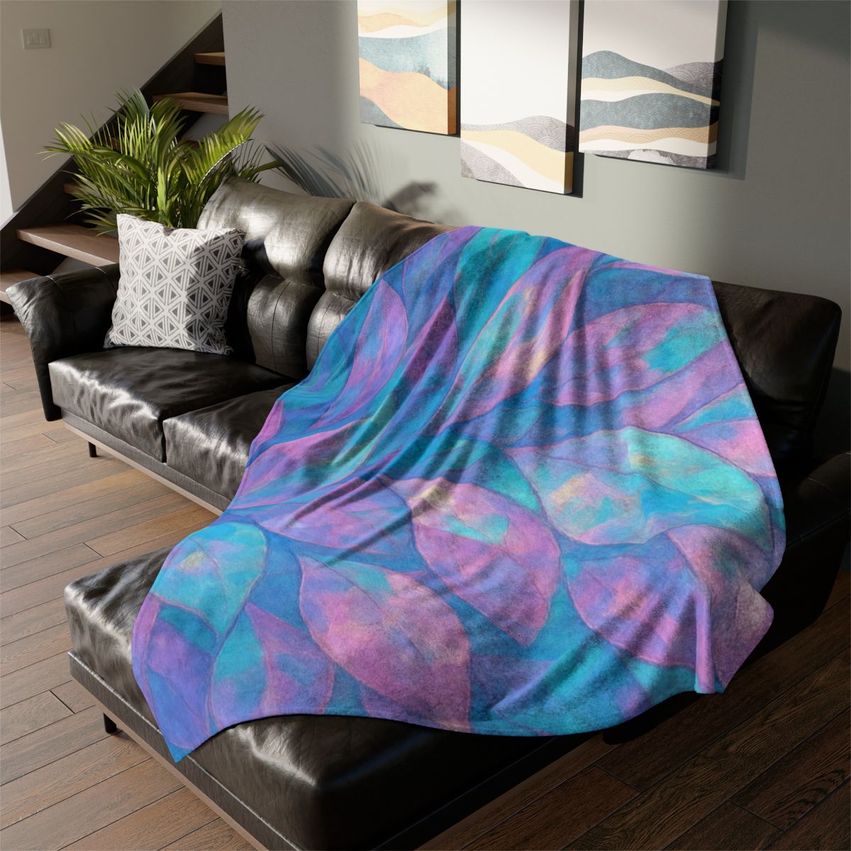 Petal Mosaic Aurora soft fleece blankets
